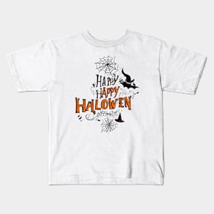 Happy Halloween typography poster with handwritten calligraphy text illustration Kids T-Shirt